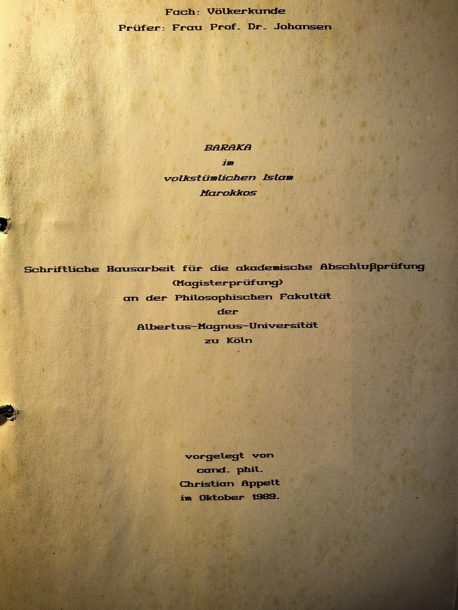 Abschlussarbeit Baraka 1989